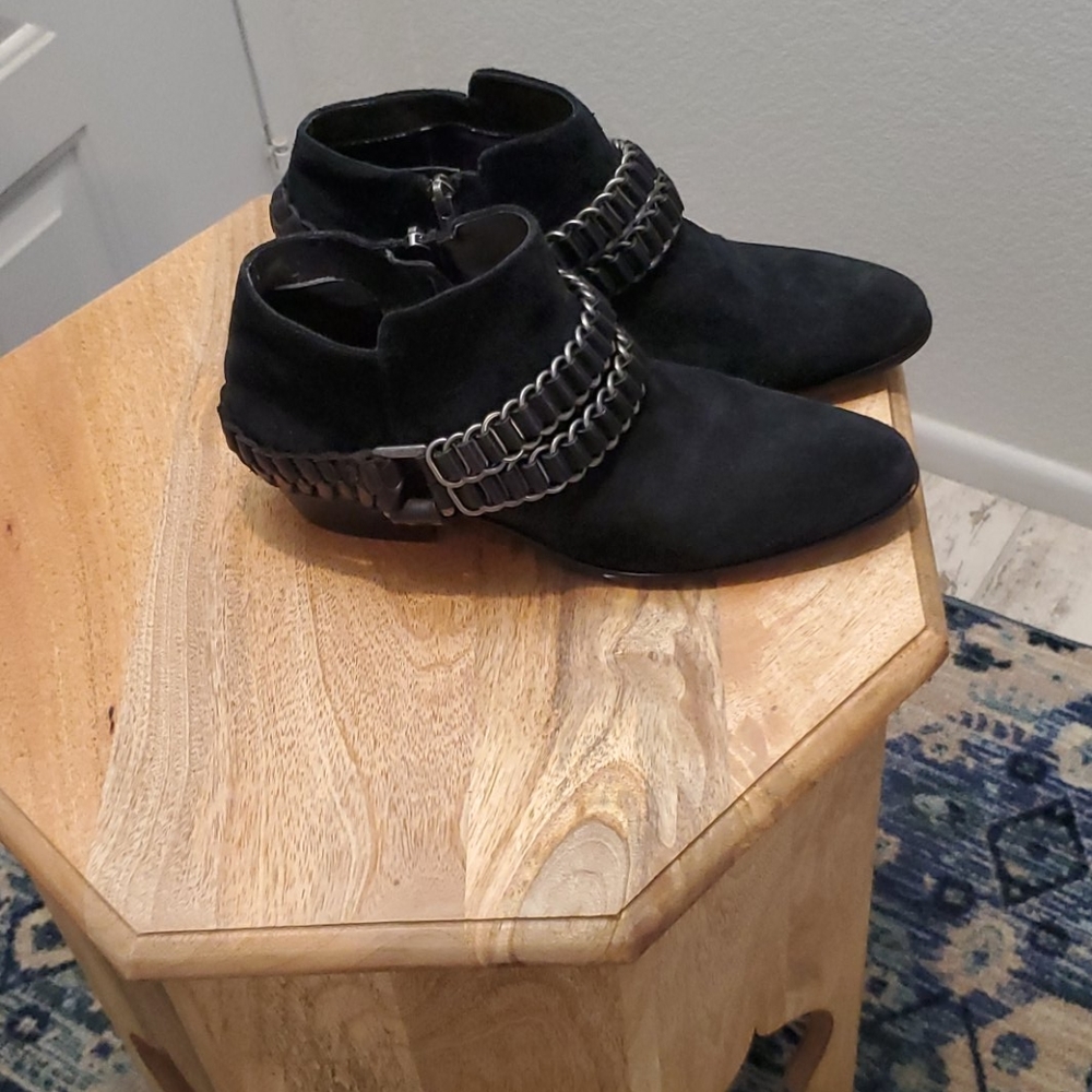 Sam Edelman black suede booties.